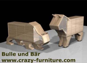 Bulle und Bär hier als Bullenschrank und Bärenschrank